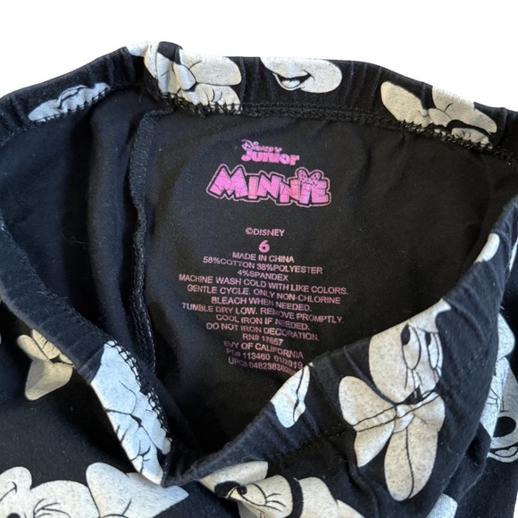 Disney Pants Leggings Black Minnie Mouse Print Graphic Character Girls Size 6 - Picture 4 of 4